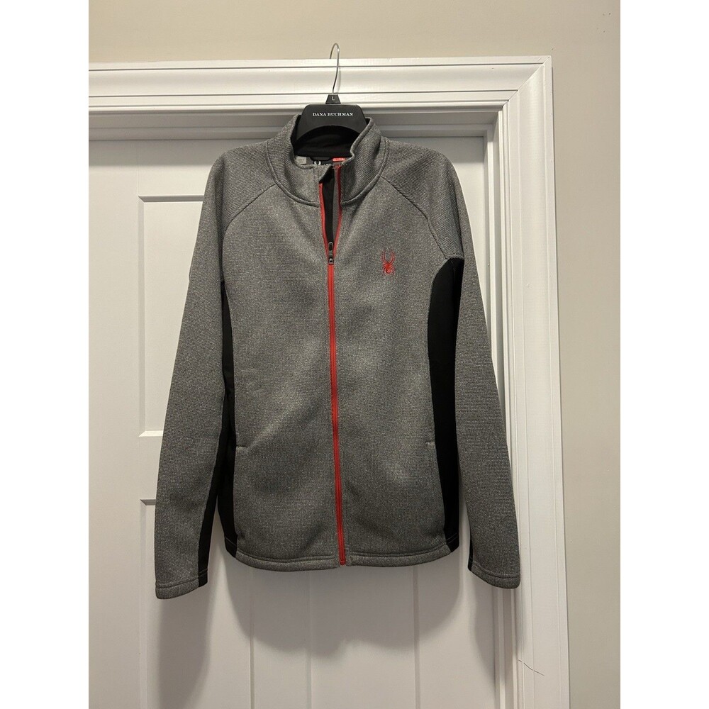 Spyder Athletic Fit Full Zip Ski Snow Sweatshirt Grey Black Red Men’s Size Large